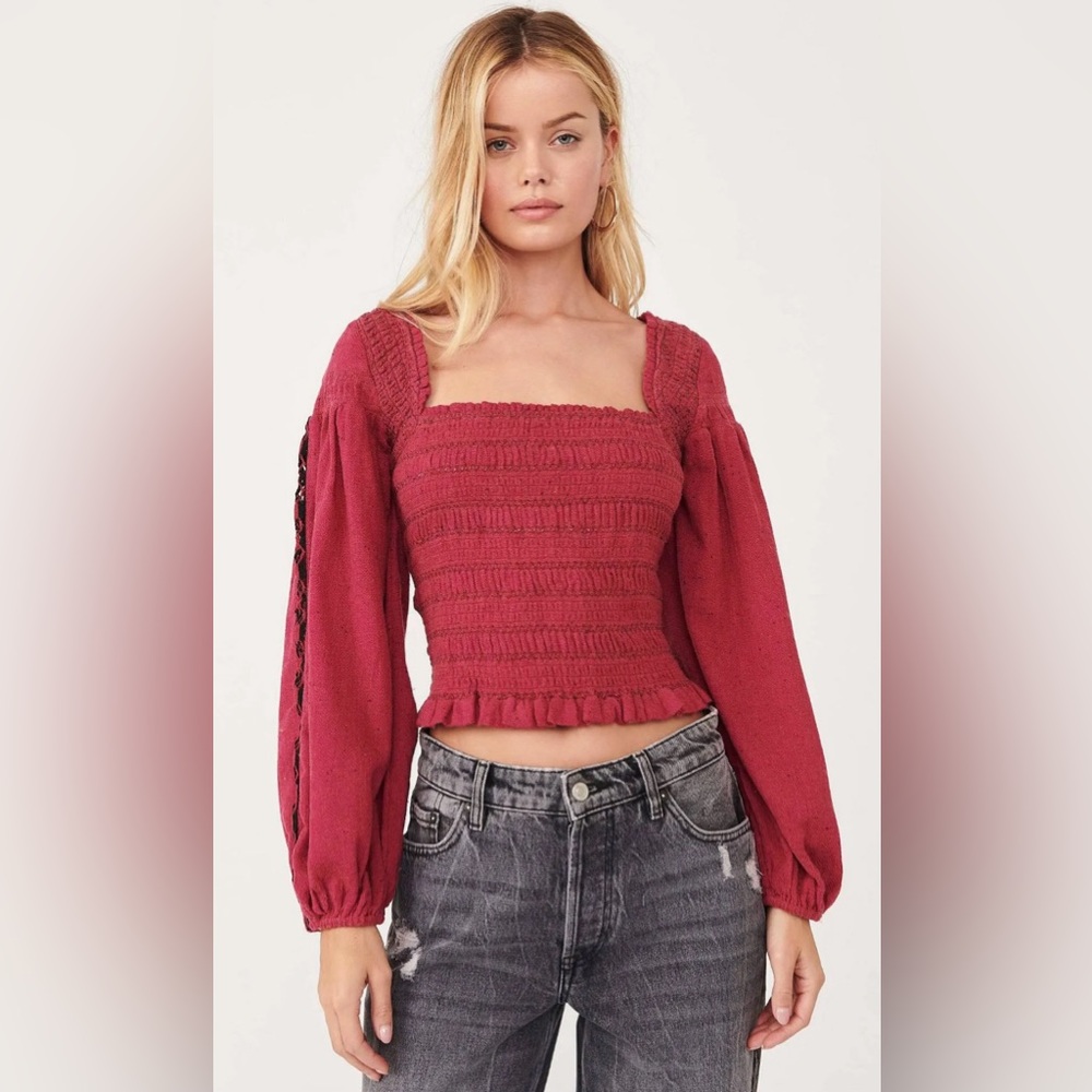 NWOT Free People Women's Maggie Embroidered Top - Picture 2 of 6